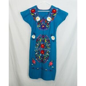 Vintage Style hand made artisan Embroidered Mexican Style Dress Sz Med??